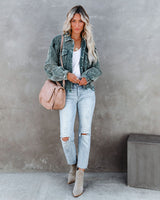 Winter Street Hipster Denim Collared Loose Washed Worn Women Jacket