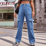 Trade Women Clothing Multi Pocket Cargo Pants Loose Casual Denim Trousers Women