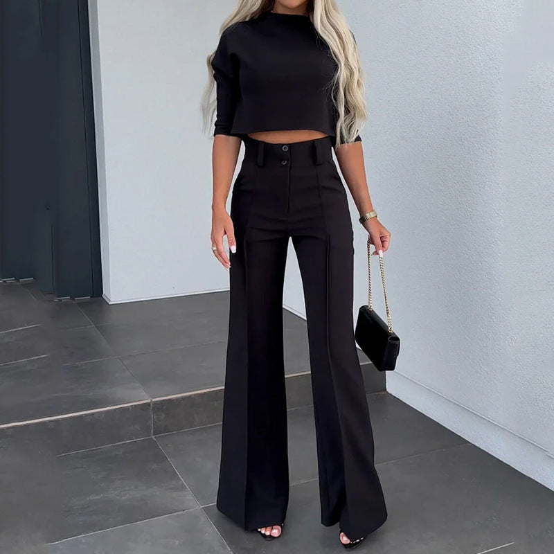 Casual Solid Color Loose Two Piece Suit