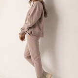 Sweater Casual Set Solid Color Lazy Drop Shoulder Sleeve round Neck Shirt Beam Foot Length Rain Pants