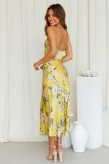 Women Summer Vacation Sleeveless Floral High Split Cami Maxi Dress