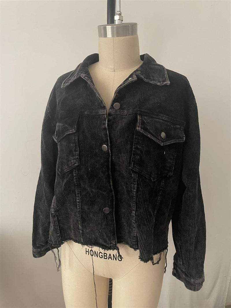 Winter Street Hipster Denim Collared Loose Washed Worn Women Jacket