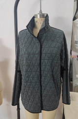 Ladies Fall Winter Jacket Quilted Cotton Triangle Twisted Thickened Knitting Double Pocket Turn Down Collar Coat