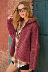 Ladies Fall Winter Jacket Quilted Cotton Triangle Twisted Thickened Knitting Double Pocket Turn Down Collar Coat