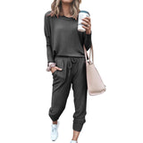 Spot New Women Clothing   Loose-Fitting Solid Color Long Sleeves Casual Suit