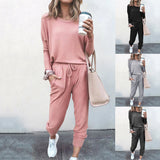 Spot New Women Clothing   Loose-Fitting Solid Color Long Sleeves Casual Suit