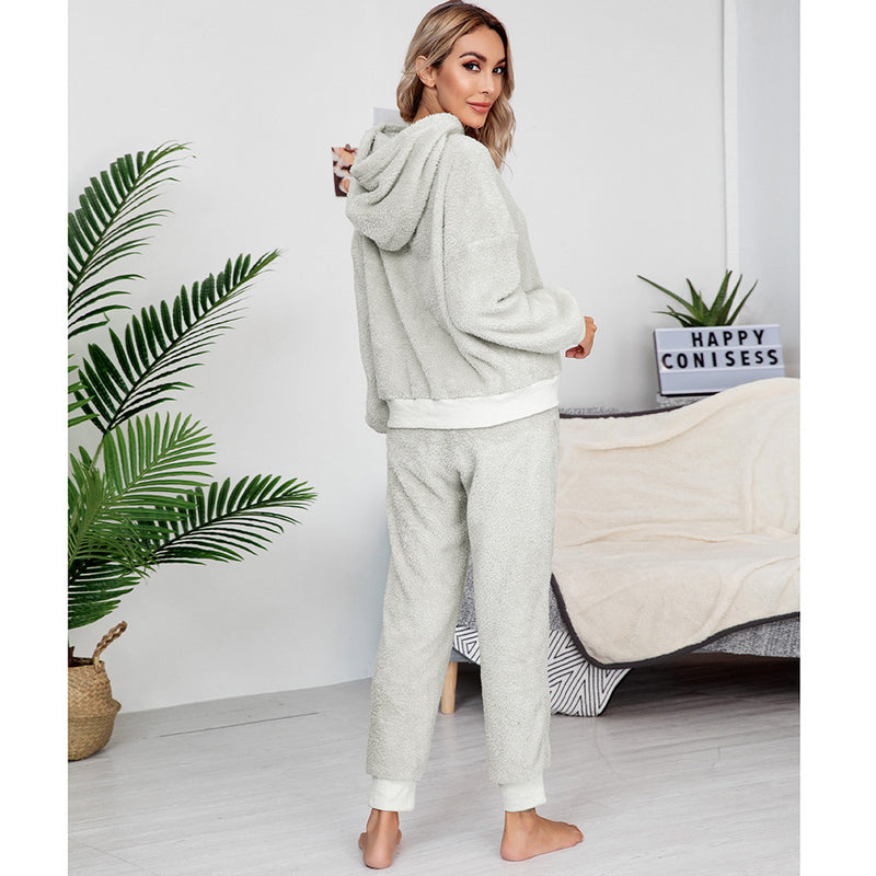 New Double-Sided Velvet Hooded Sweater Pajamas Casual Women Clothing Fashion Suit Women