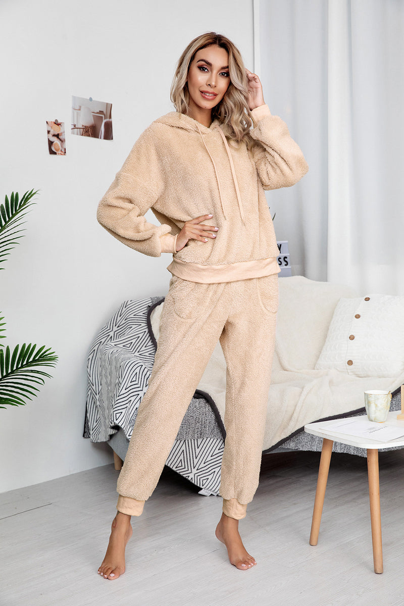 New Double-Sided Velvet Hooded Sweater Pajamas Casual Women Clothing Fashion Suit Women