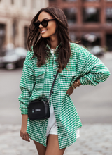 Houndstooth Brushed Shacket Coat