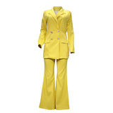 Women Solid Color Casual Suit Wide Leg Pants Two Piece Suit