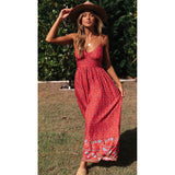 Summer Swing  Women Clothing Bohemian V-neck Strap Floral Dress