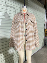 Houndstooth Brushed Shacket Coat