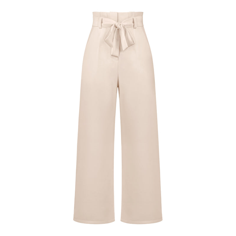 Fashion Style Workwear Women Dress Work Pant Casual All-Matching Wide Leg Trousers with Belt Commuting Pants Summer