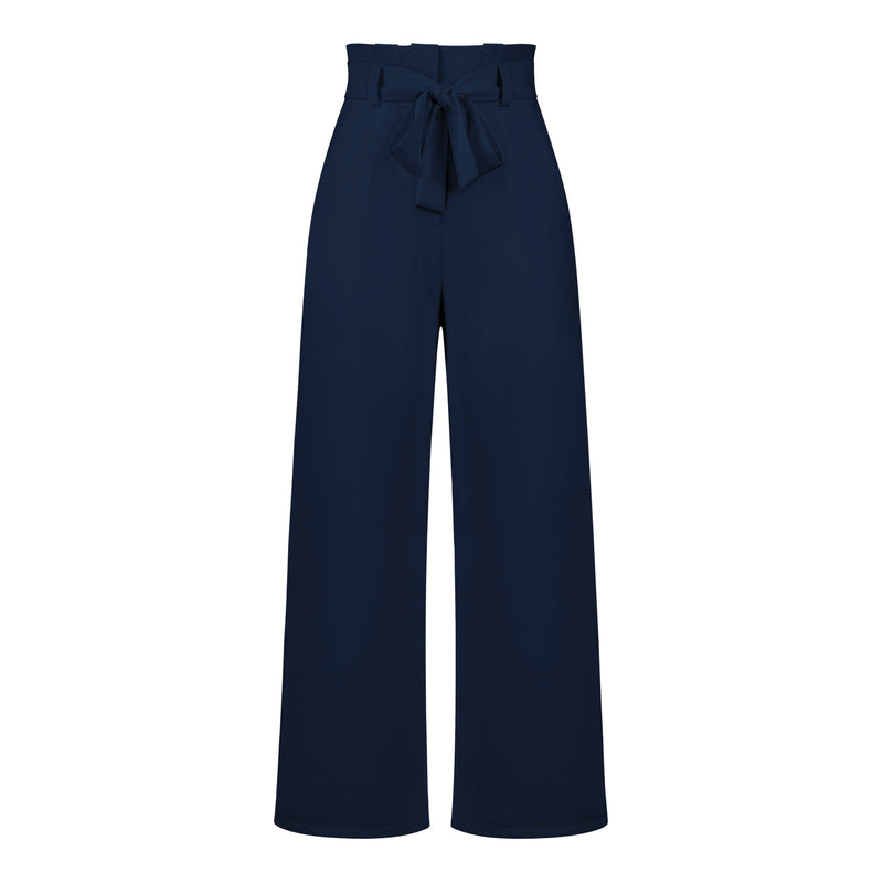 Fashion Style Workwear Women Dress Work Pant Casual All-Matching Wide Leg Trousers with Belt Commuting Pants Summer