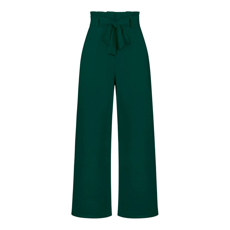 Fashion Style Workwear Women Dress Work Pant Casual All-Matching Wide Leg Trousers with Belt Commuting Pants Summer