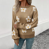 Women Wear Long Sleeve Jacquard Sweater