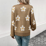 Women Wear Long Sleeve Jacquard Sweater