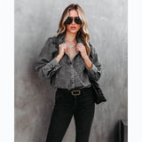 Lapel Casual Street Style Denim Shirt Women