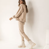 Sweater Casual Set Solid Color Lazy Drop Shoulder Sleeve round Neck Shirt Beam Foot Length Rain Pants