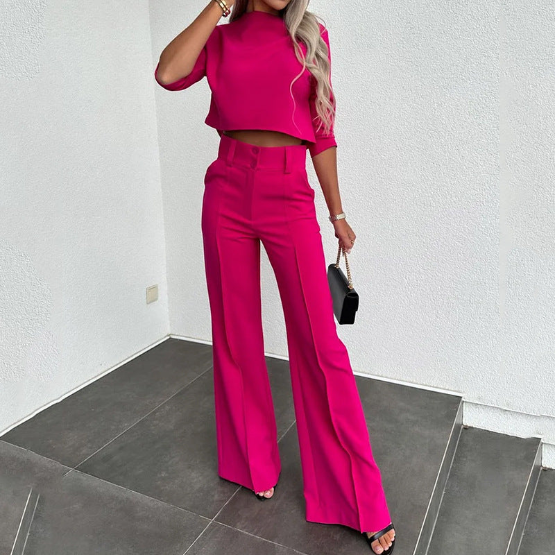 Casual Solid Color Loose Two Piece Suit