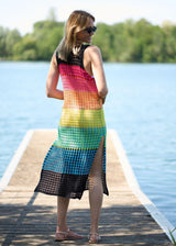 Knitted Rainbow Bar Beach Cover-up Sexy Strap Dress Vacation Skirt Bikini Blouse