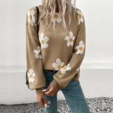 Women Wear Long Sleeve Jacquard Sweater