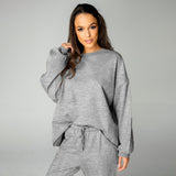 Casual Solid Color Loose round Neck Women Long Sleeved Fleece Set