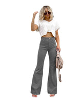 Pure Color Corduroy Elegant Women Trousers Bootcut Trousers High Waist Casual Pants