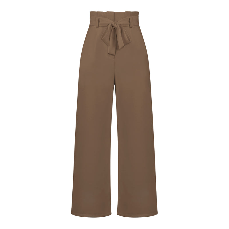 Fashion Style Workwear Women Dress Work Pant Casual All-Matching Wide Leg Trousers with Belt Commuting Pants Summer