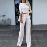 Casual Solid Color Loose Two Piece Suit