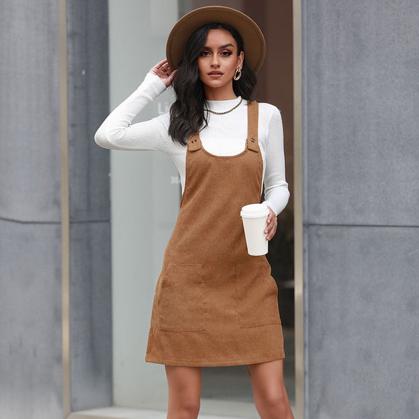 Short Dress Slim Solid Color Dress