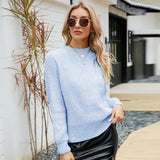 Sweater round Neck Solid Color Sweater Pullover Long Sleeve Sweater